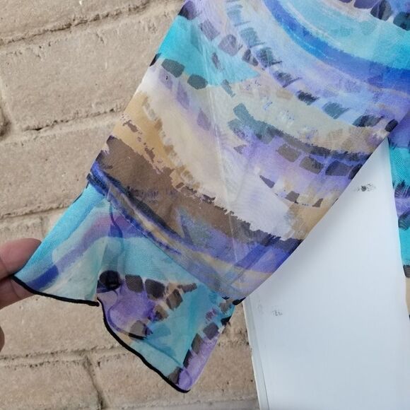 NICOLE 3/4 SLEEVED SEMI SHEER BLOUSE. SZ L - Picture 7 of 14